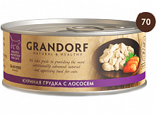 Grandorf Cat Куриная грудка с лососем в собственном соку, 70 гр